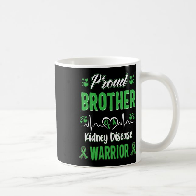 Brother Kidney Disease Warrior Awareness Ribbon Gr Coffee Mug (Right)