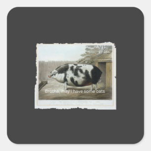 Brother May I Have Some Oats Funny Vintage Pig Mem Square Sticker