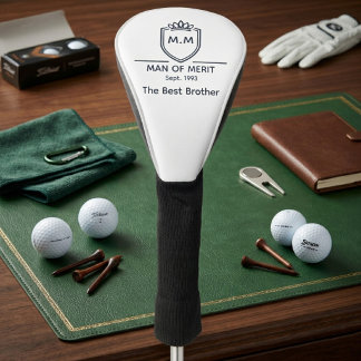 Brother Monogram Initials Man Of Merit Birthday Golf Head Cover