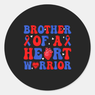 Brother of a heart warrior congenital heart defect classic round sticker