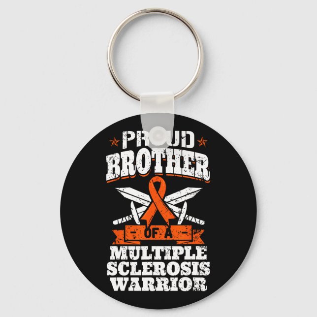 Brother Of A Multiple Sclerosis Warrior Ms Awarene Keychain (Front)