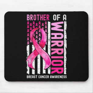 Brother Of A Warrior Breast Cancer Usa Flag Awaren Mouse Pad