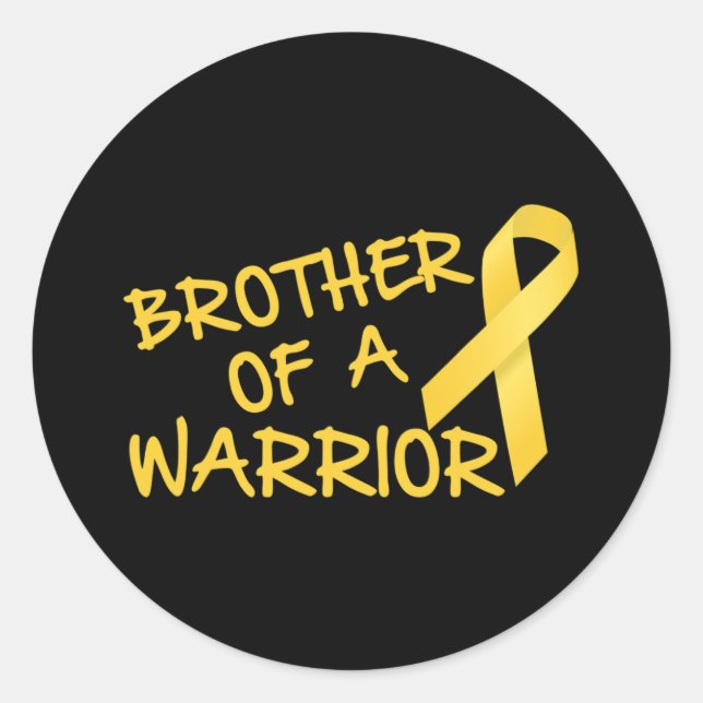 Brother Of A Warrior Childhood Cancer Awareness   Classic Round Sticker (Front)