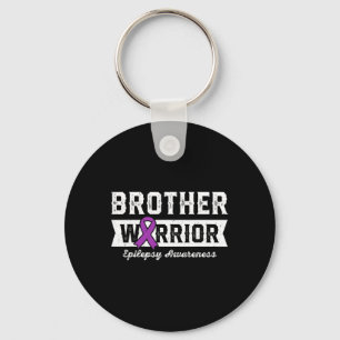 Brother Of A Warrior Epilepsy Brother Purple Ribbo Keychain