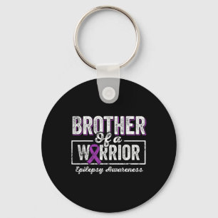 Brother Of A Warrior Epilepsy Brother Purple Ribbo Keychain