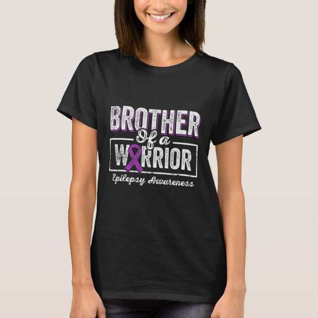 Brother Of A Warrior Epilepsy Brother Purple Ribbo T-Shirt (Front)