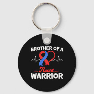 Brother Of A Warrior Heart Disease Awareness Ribbo Keychain