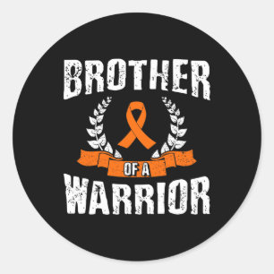 Brother Of A Warrior Leukaemia Awareness Classic Round Sticker