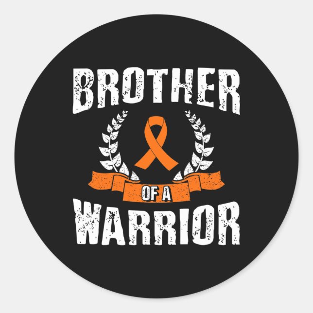 Brother Of A Warrior Leukaemia Awareness  Classic Round Sticker (Front)