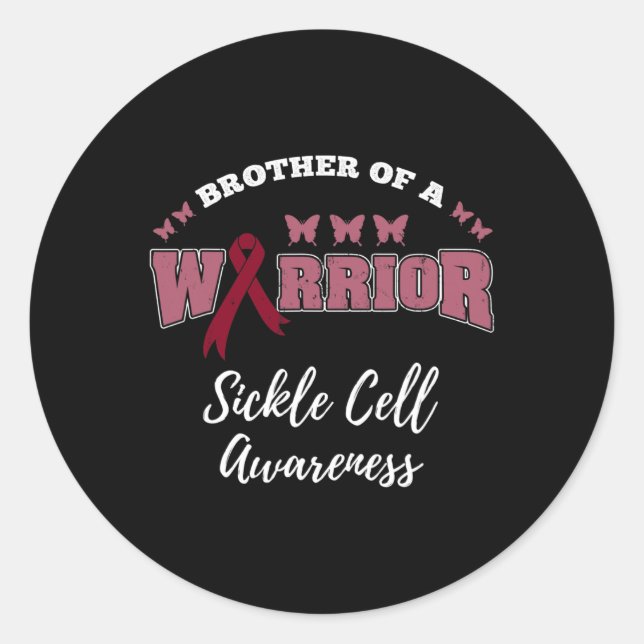 Brother Of A Warrior Sickle Cell Awareness  Classic Round Sticker (Front)