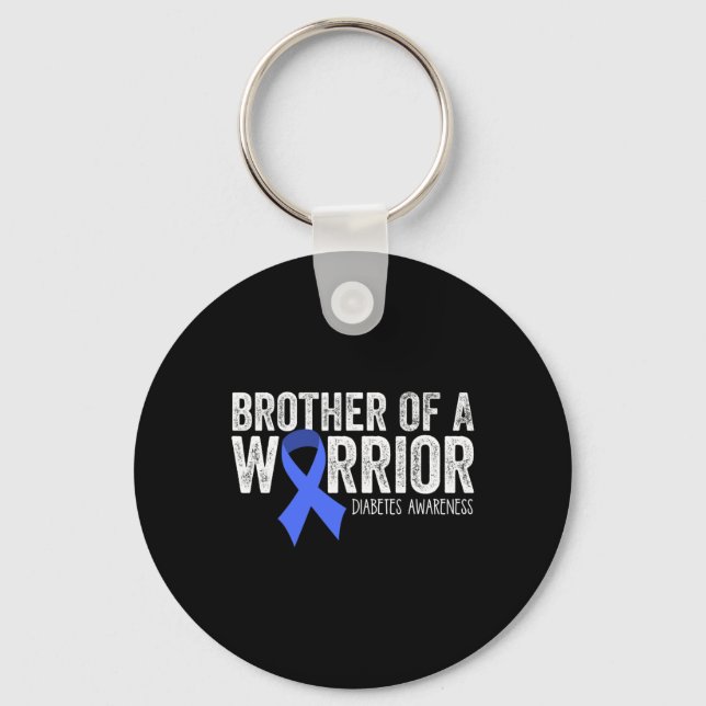 Brother Of A Warrior T1d Diabetic Blue Ribbon Supp Keychain (Front)