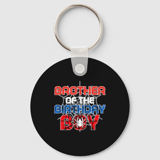 Brother Of Birthday Boy Sder Family Bday Party Boy Keychain (Front)