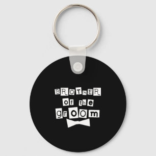 Brother of Groom White on Black Keychain