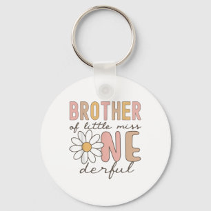 Brother Of Little Miss Onederful First Birthday Da Keychain