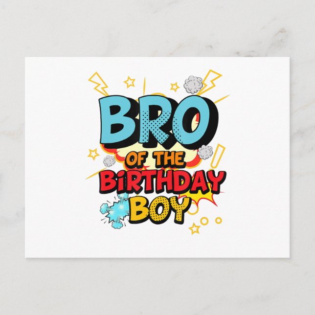 Brother Of The Birthday Boy Comics Superhero Gift Announcement Postcard (Front)
