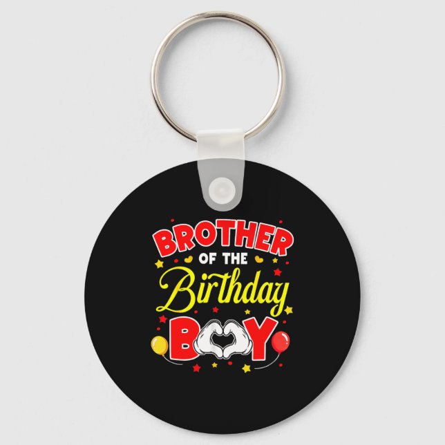 Brother Of The Birthday Boy Matching Family Party  Keychain (Front)