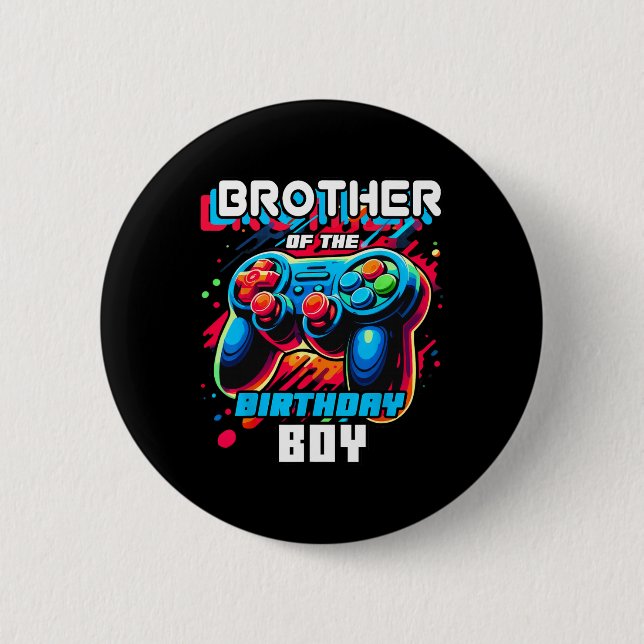 Brother Of The Birthday Boy Matching Family Video  2 Inch Round Button (Front)