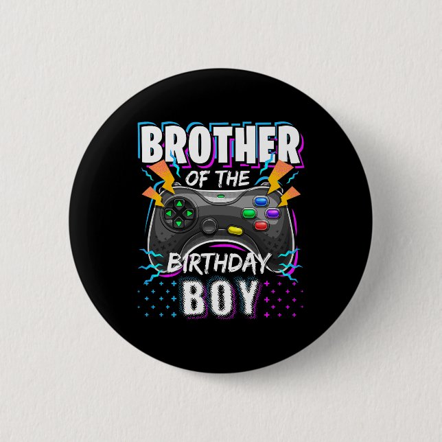 Brother Of The Birthday Boy Matching Video Game Bi 2 Inch Round Button (Front)
