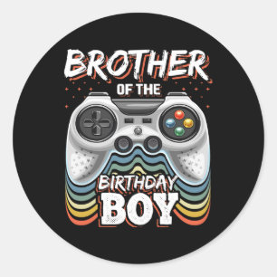 Brother Of The Birthday Boy Matching Video Game Bi Classic Round Sticker