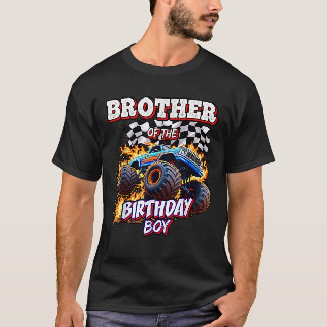 Brother of the Birthday Boy Monster Truck Birthday T-Shirt (Front)
