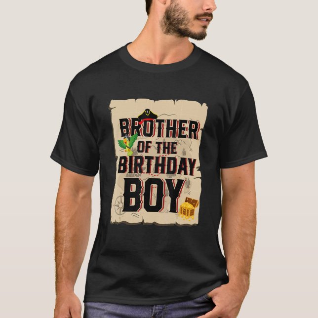 Brother Of The Birthday Boy  Pirate Theme 5th Bday T-Shirt (Front)