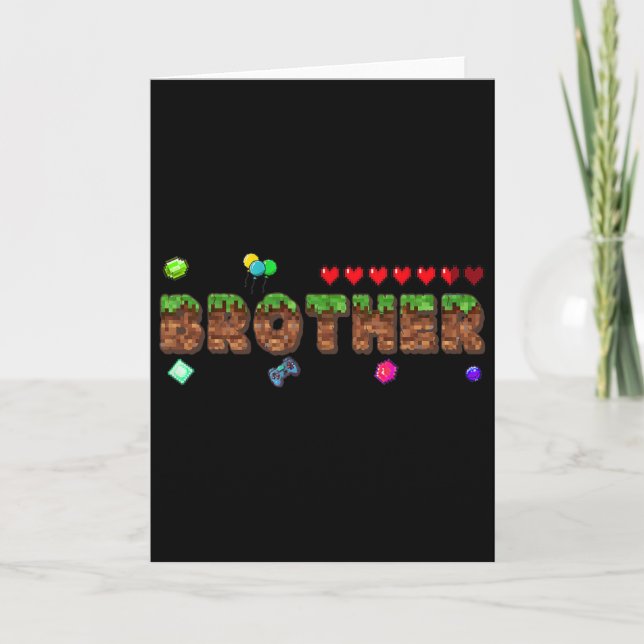 Brother Of The Birthday Boy Pixel Game Matching Fa Card (Front)