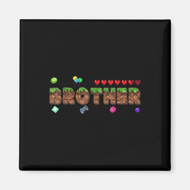 Brother Of The Birthday Boy Pixel Game Matching Fa Magnet (Front)
