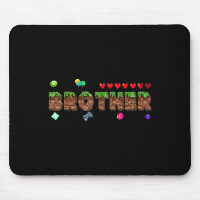 Brother Of The Birthday Boy Pixel Game Matching Fa Mouse Pad (Front)