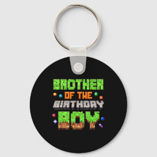 Brother Of The Birthday Boy Pixel Gaming Video Gam Keychain