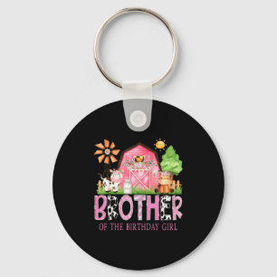 Brother Of The Birthday Girl 1st Birthday Nk Cow F Keychain
