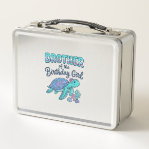 Brother of the Birthday Girl Sea Turtle Shirt Desi Metal Lunch Box