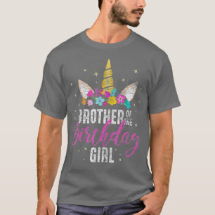 Brother Of The Birthday Girl Sibling Gift Unicorn  T-Shirt