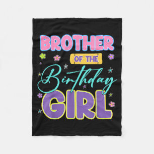 Brother Of The Birthday Girl Vintage Floral Birthd Fleece Blanket
