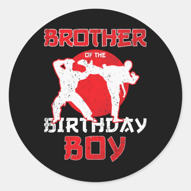 Brother Of The Birthday Karate Taekwondo Boy Marti Classic Round Sticker (Front)