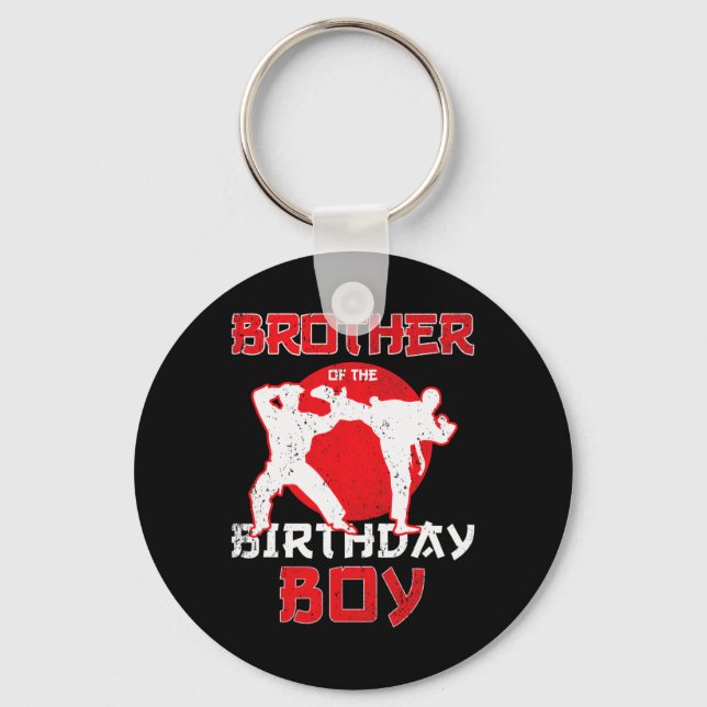 Brother Of The Birthday Karate Taekwondo Boy Marti Keychain (Front)