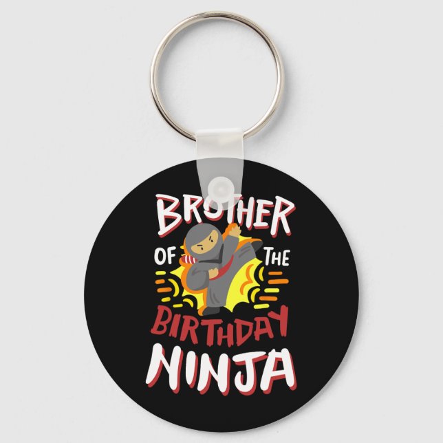 Brother Of The Birthday Ninja Karate Kids Bday Par Keychain (Front)