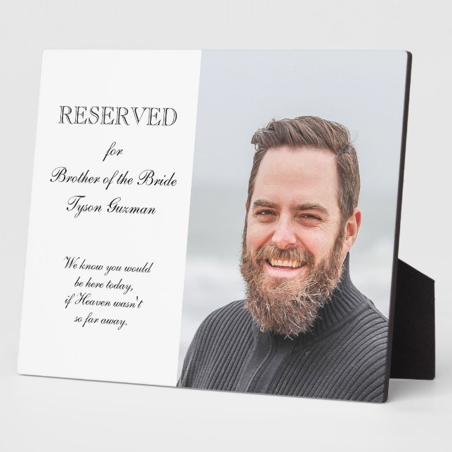 Brother of the Bride Photo Memorial Chair Wedding Plaque (Side)