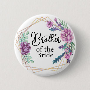 Brother of the Bride Purple Floral Wedding 2 Inch Round Button