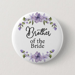 Brother of the Bride Purple Floral Wedding 2 Inch Round Button