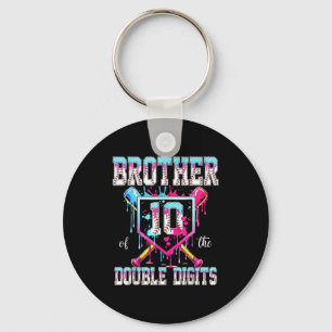 Brother of the double digits 10th birthday boy keychain