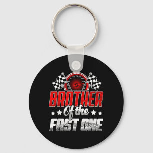 Brother of The Fast One Birthday 1st Race Car Keychain