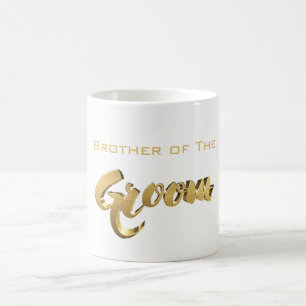 Brother of The Groom Elegant Typography Gold Text Coffee Mug