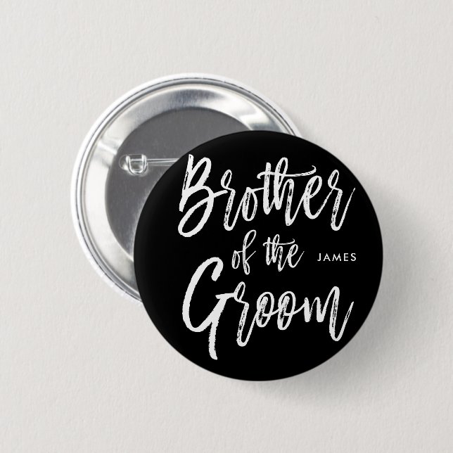 Brother of the Groom | Script Style Wedding 2 Inch Round Button (Front & Back)