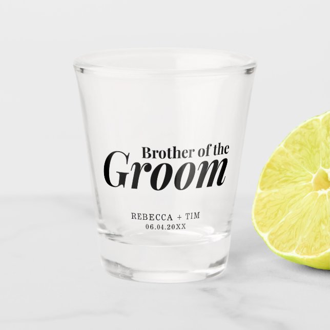 Brother of the Groom Wedding Favour  Shot Glass (Front)