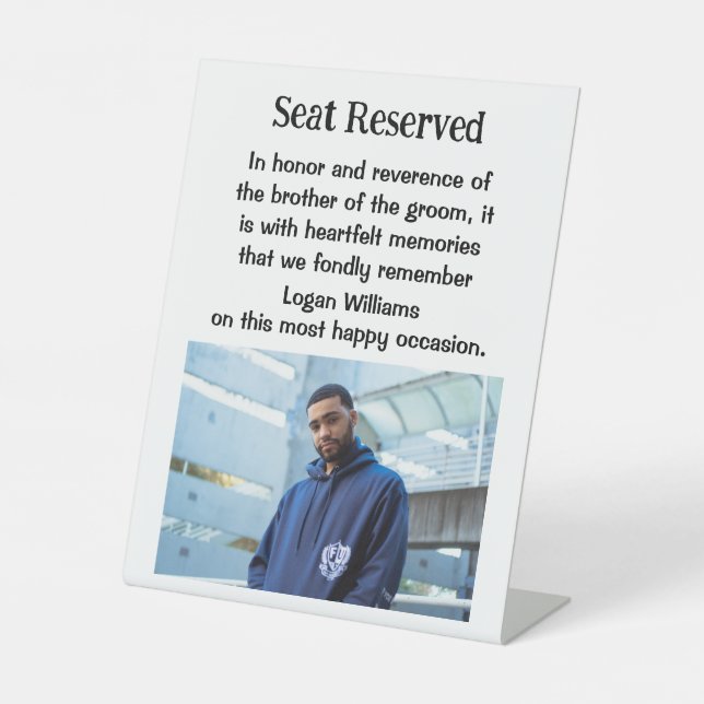 Brother Of The Groom Wedding Memorial Plaque Sign (Front)