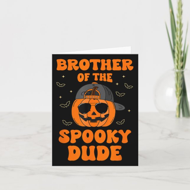 Brother Of The Spooky Dude Halloween Pumpkin Birth Card (Front)
