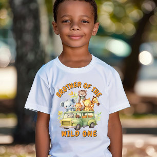 Brother of the Wild One safari animals birthday  T-Shirt