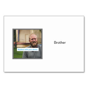 Brother Photo on Personalized Family Flashcards Table Number