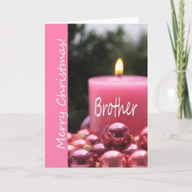 Brother pink ornament christmas card (Front)