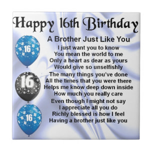 Brother Poem 16th Birthday Tile